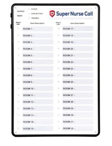 super nurse call systems user interface on a tablet