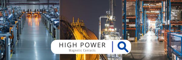 images of industrial settings with "High Power Magnetic Contacts"